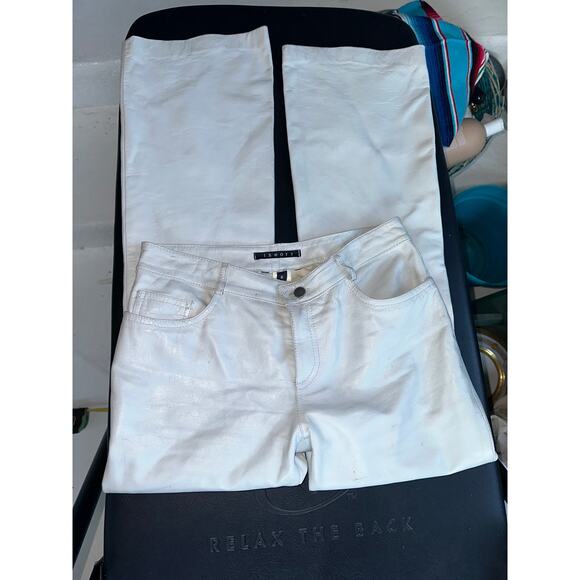 THEORY OFF WHITE LAMB LEATHER JEANS MADE IN ITALY 6 - Picture 1 of 9